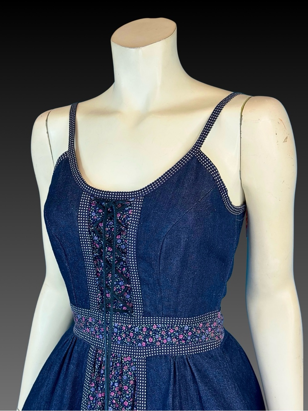 DENIM Gunne Sax Shamash and Yofi Label Corset Prairie Sun Dress / XS XXS / NWT - Picture 9 of 12